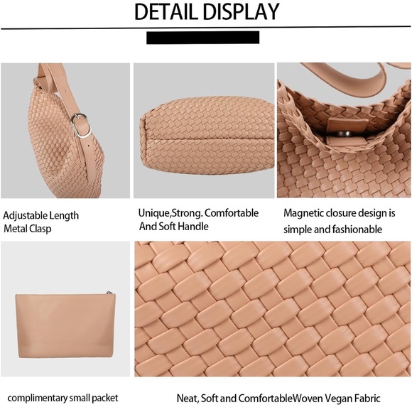 Elegant Tan Woven Women's Bag stylish slouch, Crossbody purse bag brand new Hobo - Picture 6 of 8
